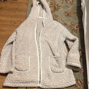Kensie Cream Hooded Sherpa Cardigan